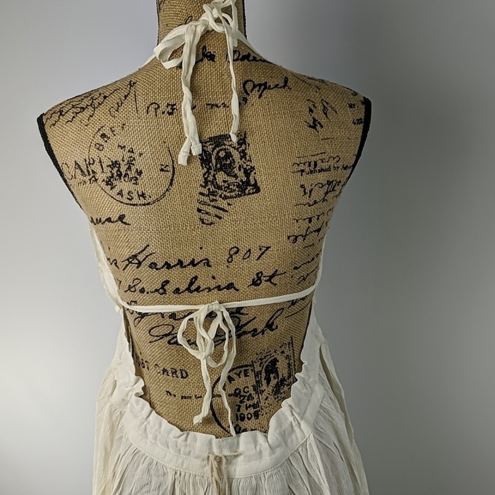 Raw hem tiered open back halter top mini dress - Picture 4 of 8